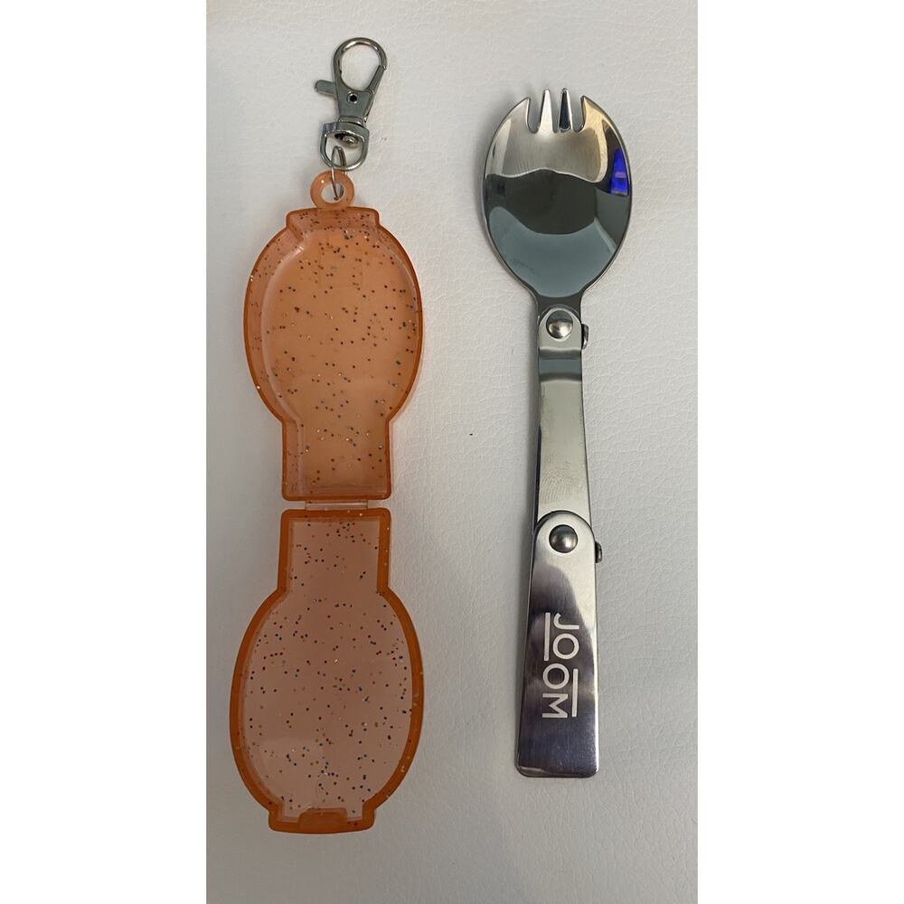4 Folding Camping Sporks w/ Case Portable Spork Keychain Foldable Travel